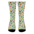 Green Striped Donut Pattern Print Crew Socks