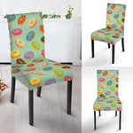 Green Striped Donut Pattern Print Dining Chair Slipcover