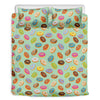 Green Striped Donut Pattern Print Duvet Cover Bedding Set