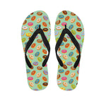 Green Striped Donut Pattern Print Flip Flops