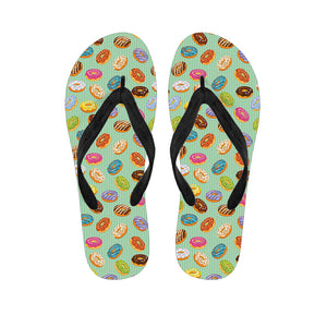 Green Striped Donut Pattern Print Flip Flops