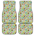 Green Striped Donut Pattern Print Front and Back Car Floor Mats