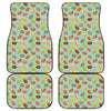 Green Striped Donut Pattern Print Front and Back Car Floor Mats