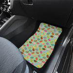 Green Striped Donut Pattern Print Front and Back Car Floor Mats