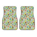 Green Striped Donut Pattern Print Front Car Floor Mats