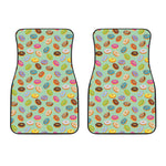 Green Striped Donut Pattern Print Front Car Floor Mats