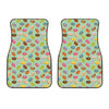 Green Striped Donut Pattern Print Front Car Floor Mats