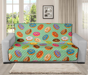 Green Striped Donut Pattern Print Futon Protector