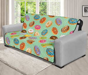 Green Striped Donut Pattern Print Futon Protector