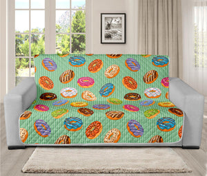 Green Striped Donut Pattern Print Futon Protector