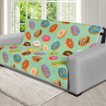 Green Striped Donut Pattern Print Futon Protector