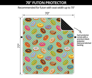 Green Striped Donut Pattern Print Futon Protector