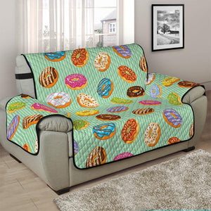 Green Striped Donut Pattern Print Half Sofa Protector