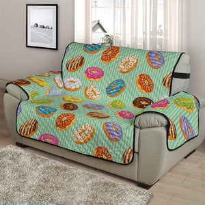 Green Striped Donut Pattern Print Half Sofa Protector