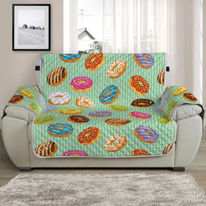 Green Striped Donut Pattern Print Half Sofa Protector