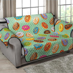 Green Striped Donut Pattern Print Loveseat Protector