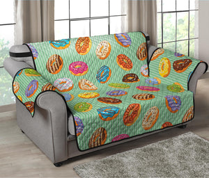 Green Striped Donut Pattern Print Loveseat Protector