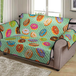 Green Striped Donut Pattern Print Loveseat Protector