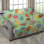 Green Striped Donut Pattern Print Loveseat Protector