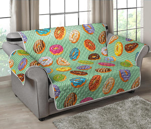 Green Striped Donut Pattern Print Loveseat Protector