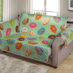 Green Striped Donut Pattern Print Loveseat Protector