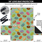 Green Striped Donut Pattern Print Loveseat Protector