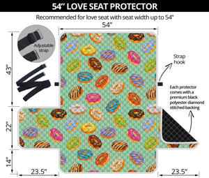 Green Striped Donut Pattern Print Loveseat Protector