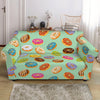 Green Striped Donut Pattern Print Loveseat Slipcover