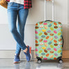 Green Striped Donut Pattern Print Luggage Cover