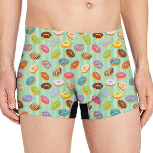 Green Striped Donut Pattern Print Men's Boxer Briefs