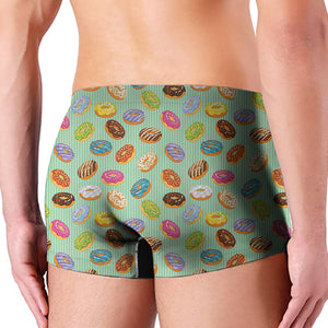 Green Striped Donut Pattern Print Men's Boxer Briefs