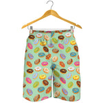 Green Striped Donut Pattern Print Men's Shorts