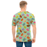 Green Striped Donut Pattern Print Men's T-Shirt