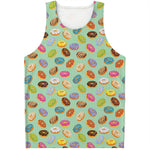 Green Striped Donut Pattern Print Men's Tank Top