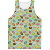 Green Striped Donut Pattern Print Men's Tank Top