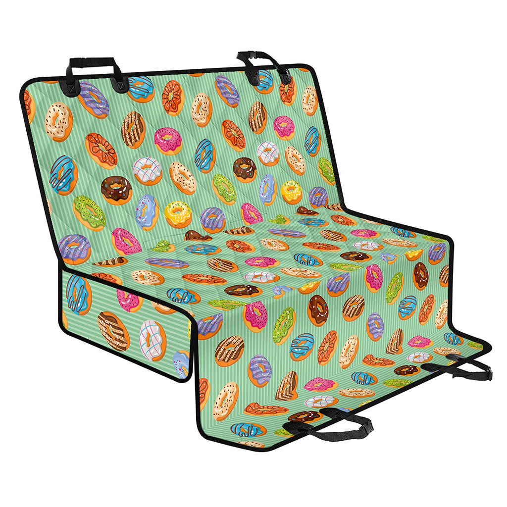 Green Striped Donut Pattern Print Pet Car Back Seat Cover