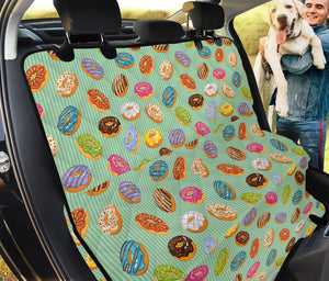 Green Striped Donut Pattern Print Pet Car Back Seat Cover