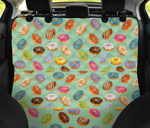 Green Striped Donut Pattern Print Pet Car Back Seat Cover