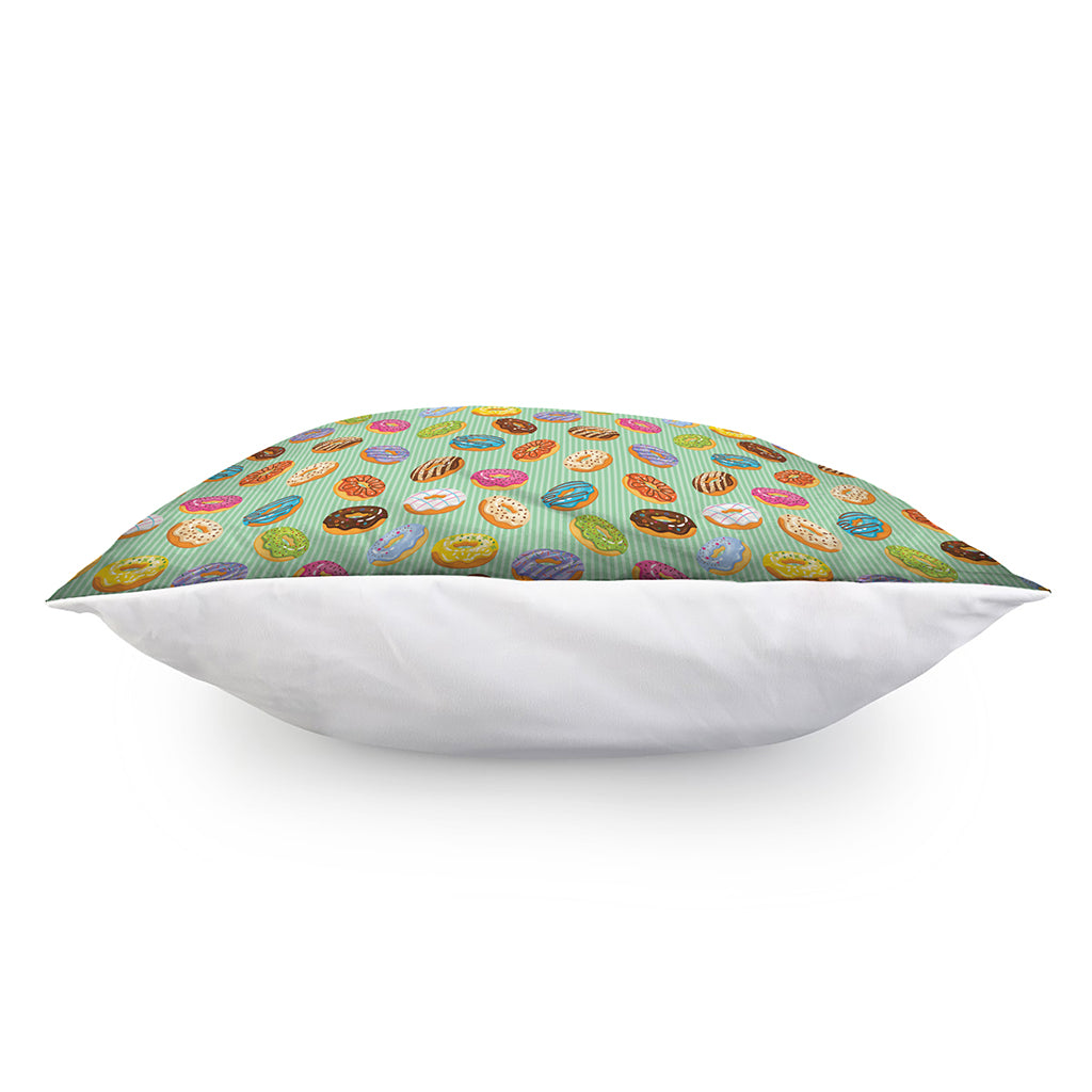 Green Striped Donut Pattern Print Pillow Cover