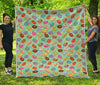 Green Striped Donut Pattern Print Quilt