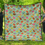 Green Striped Donut Pattern Print Quilt