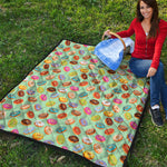 Green Striped Donut Pattern Print Quilt