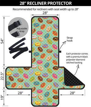 Green Striped Donut Pattern Print Recliner Protector