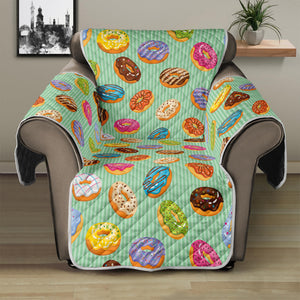 Green Striped Donut Pattern Print Recliner Protector