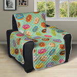 Green Striped Donut Pattern Print Recliner Protector