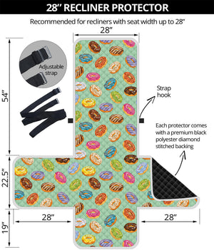 Green Striped Donut Pattern Print Recliner Protector