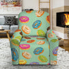 Green Striped Donut Pattern Print Recliner Slipcover