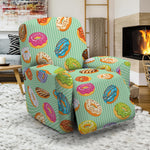 Green Striped Donut Pattern Print Recliner Slipcover