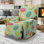 Green Striped Donut Pattern Print Recliner Slipcover