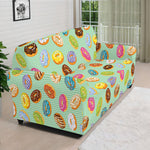 Green Striped Donut Pattern Print Sofa Cover
